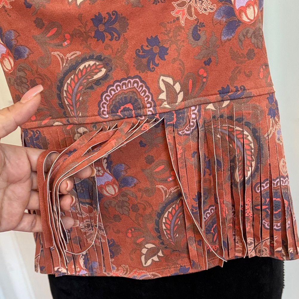 Idyllwind Rust Paisley Fringe Tank Top - Picture 4 of 9